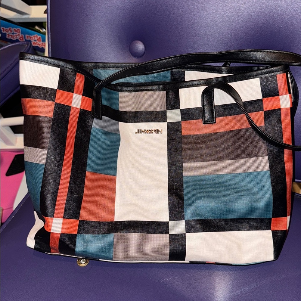 JINGPIN Multicolor Plaid Shoulder Bag